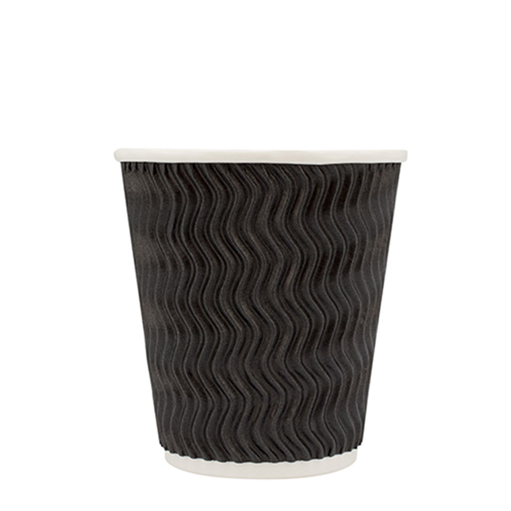 Black Triple Wall Disposable Coffee Cups – 8oz & 12oz Takeaway Cups, Eco-Friendly