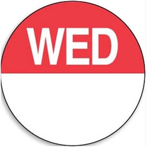 DAYDOT LABEL PREP WEDNESDAY X 250 (DD30300)