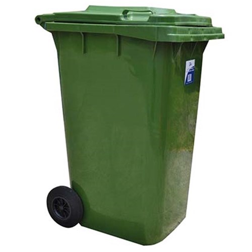 GARBAGE BIN HEAVY DUTY WITH WHEELS GREEN 240L (1)