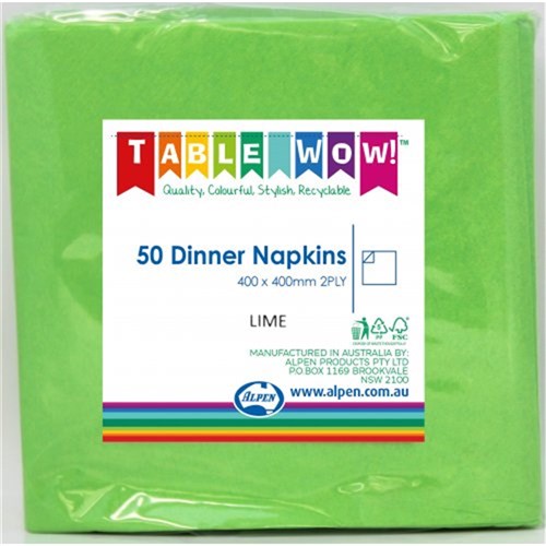NAPKIN DINNER LIME 2PLY X 50 (6)