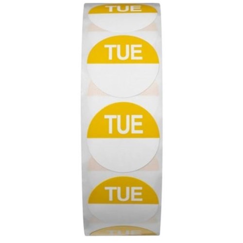 DAYDOT LABEL 24MM CIRCLE REMOVABLE TUES X 1000 (1)