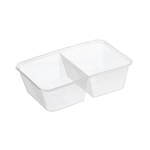 CONTAINER 2 COMPARTMENT RECT PLASTIC  X 50 (10)