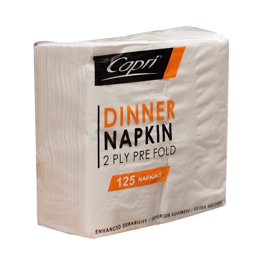 NAPKIN WHITE 2PLY DINNER PRE - FOLD X 125 (8) 
