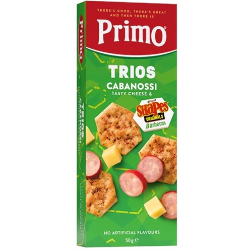 TRIO CABANOSSI TASTY CHEESE BBQ SHAPES 50G X 7 (1)