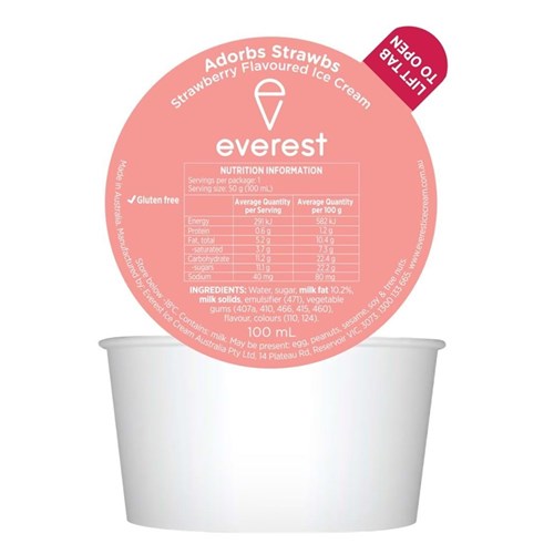 ICE CREAM ADORBS STRAWBS DIXIE CUP 24x100ML (1) 
